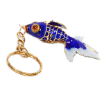 Goldfisch, Golden Fish, Cloisonne Emaille, 4454 - blau/gold 6cm